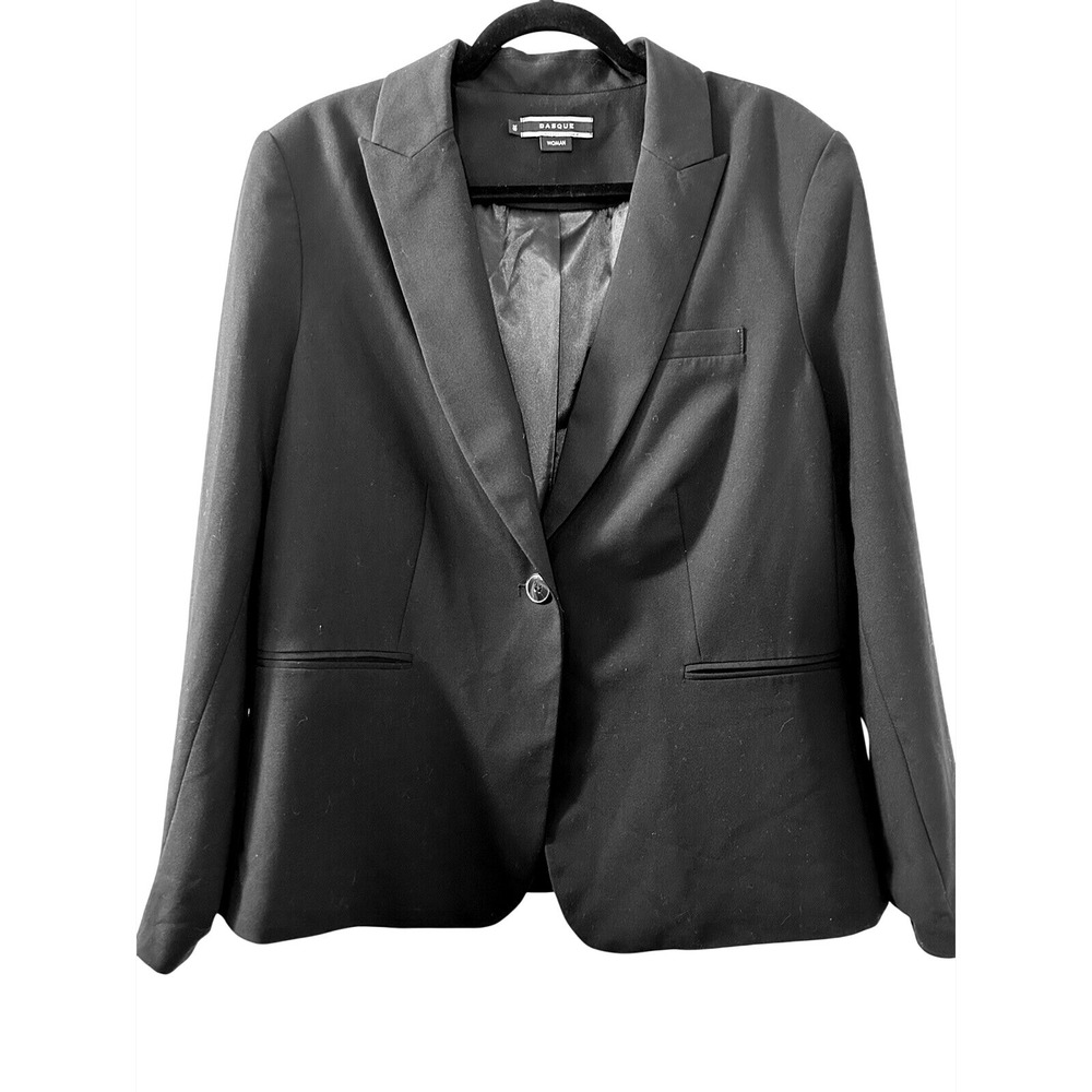 Basque Black Button Blazer 18 Business Corporate Chic Professional Old Money